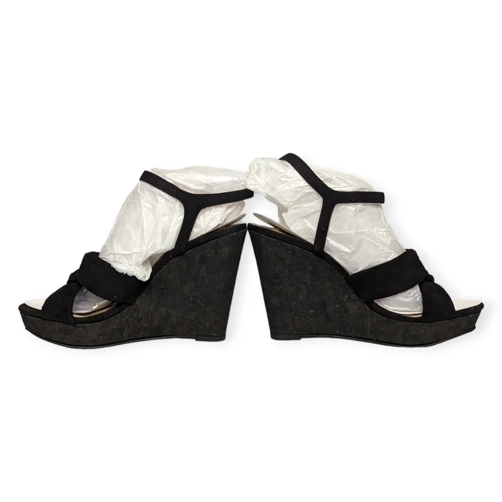 G.I.L.I Sandals Kahlie Printed Padded Insole Wedge Heels Women's Black Size 6M